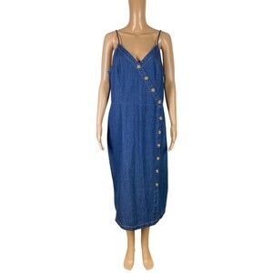 Universal Thread Woman's 100% Cotton Denim Blue Sleeveles Midi Dress Size XXL